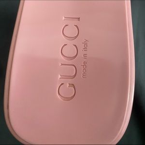 Gucci rose pink / baby pink rubber heel slides